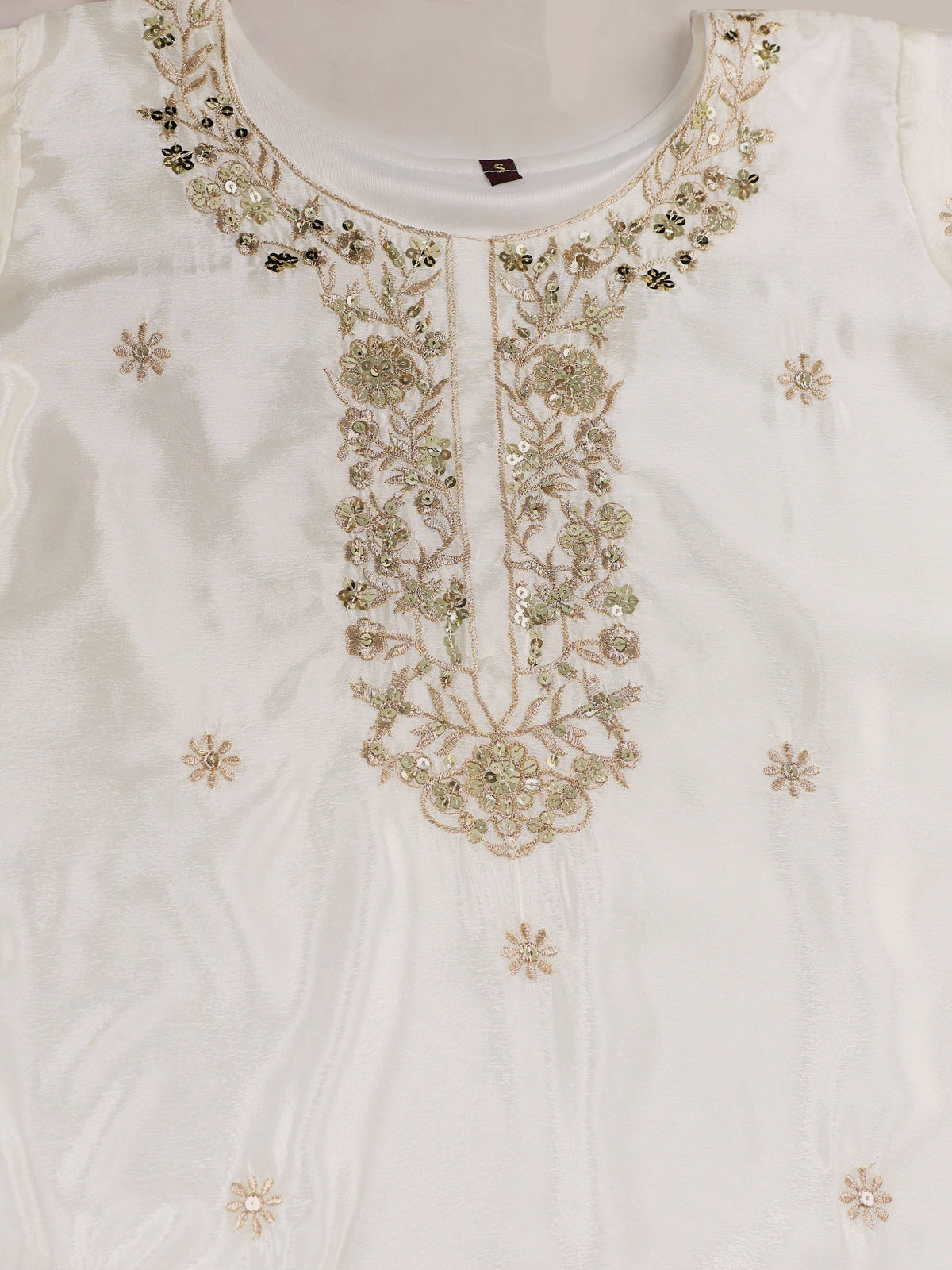 White & Black Embroidered Kurta Sharara Set with Dupatta