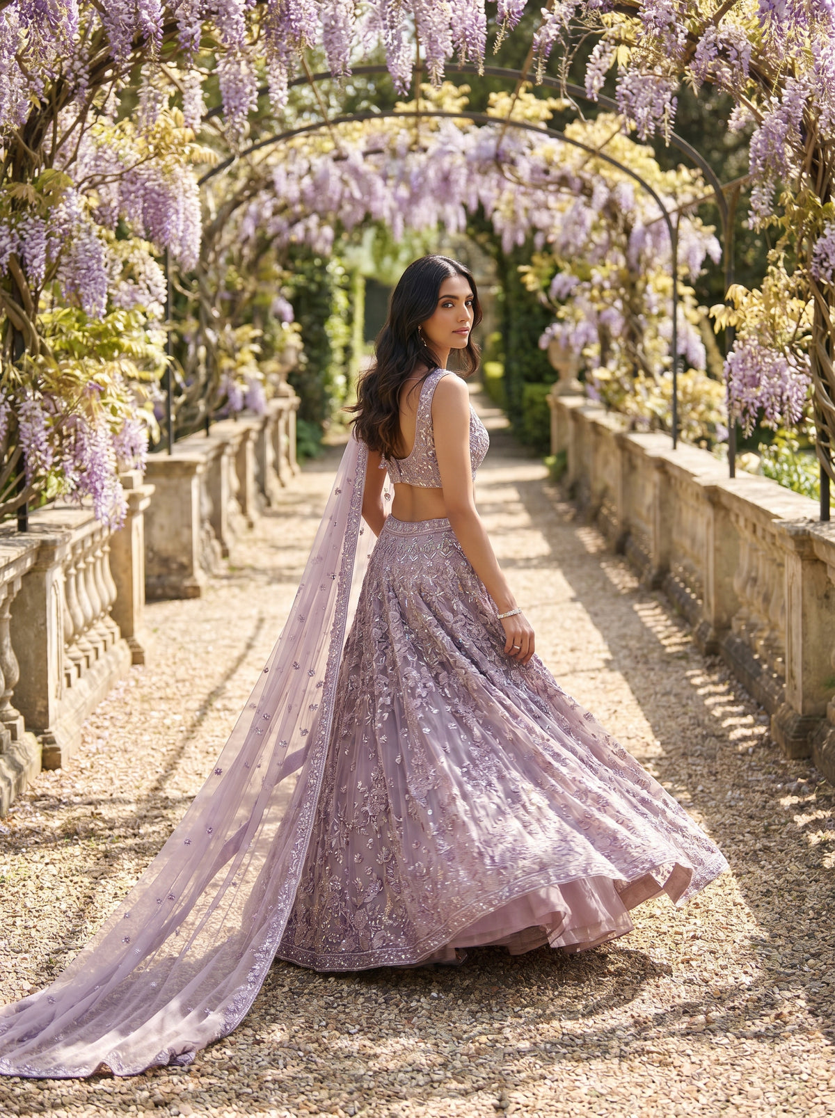 Dusty Lavender Designer Bridal Lehenga