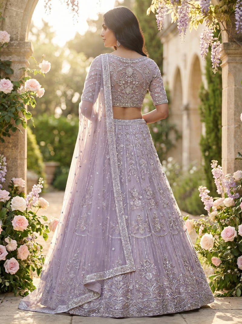 Dusty Lavender Couture Bridal Lehenga