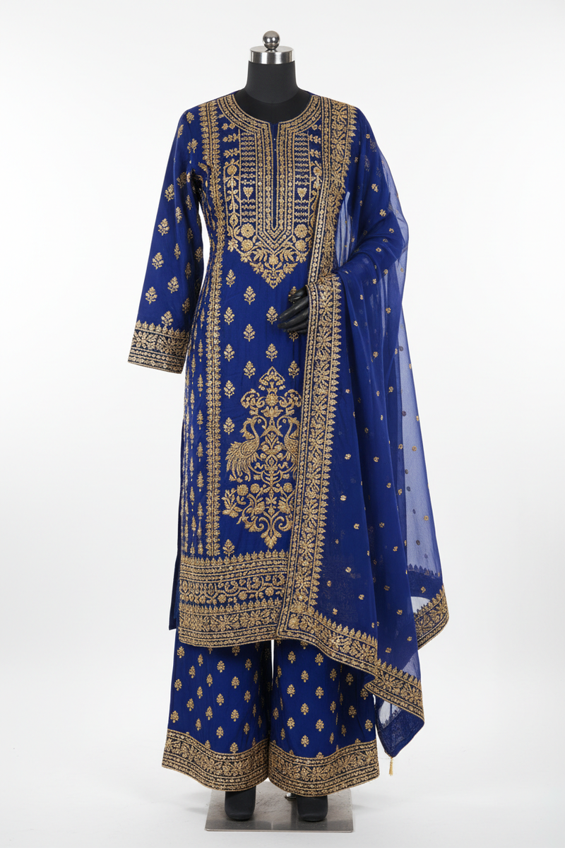 Gota Patti Suit Set – Royal Blue with Rajasthani Ribbon Work
