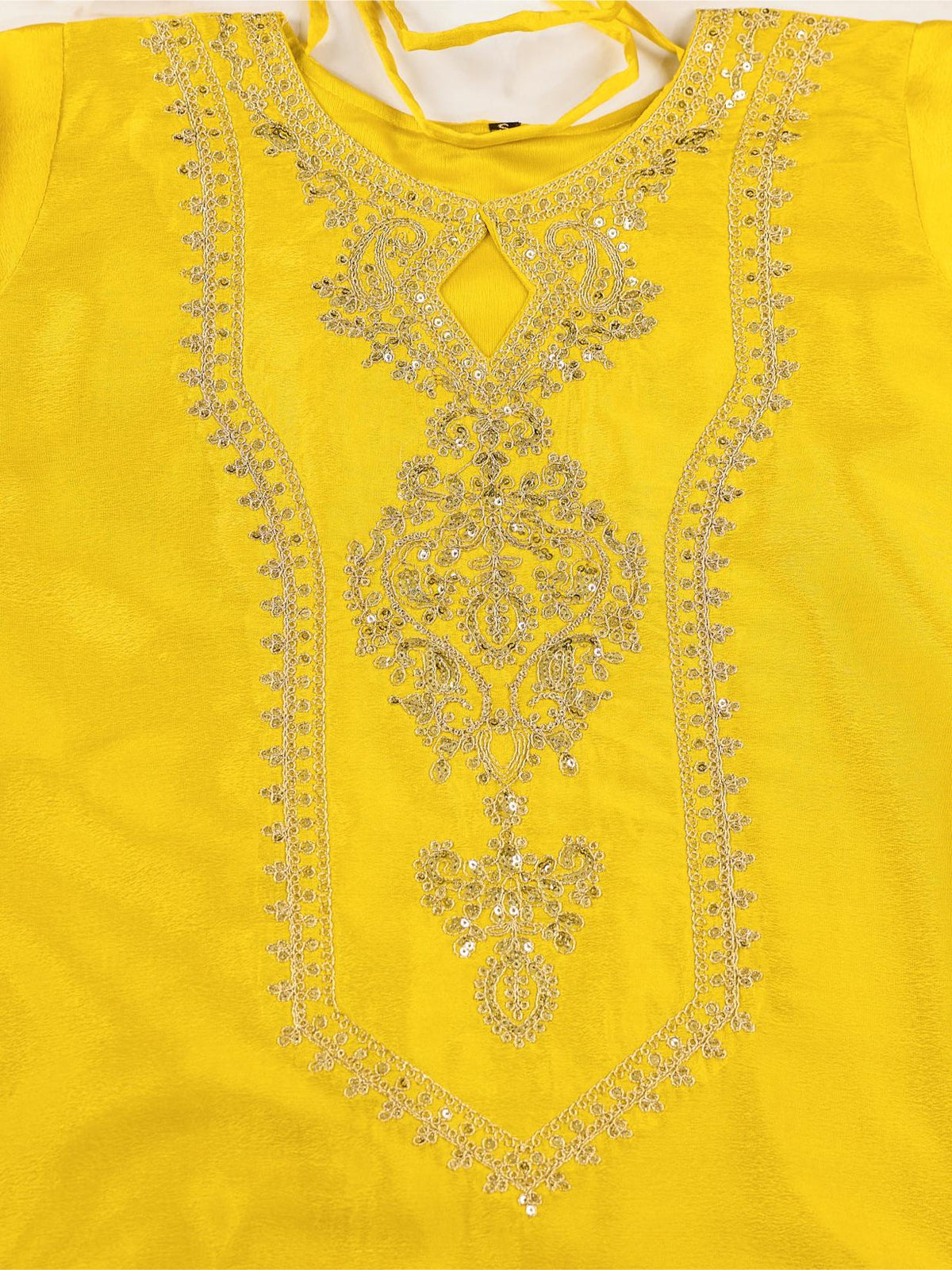Yellow Gold Zari Embroidered Silk Kurta Pant Set with Dupatta